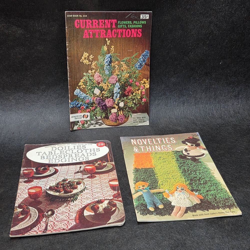 Vintage Craft Book Bundle - Current Attractions + Doilies + Novelties